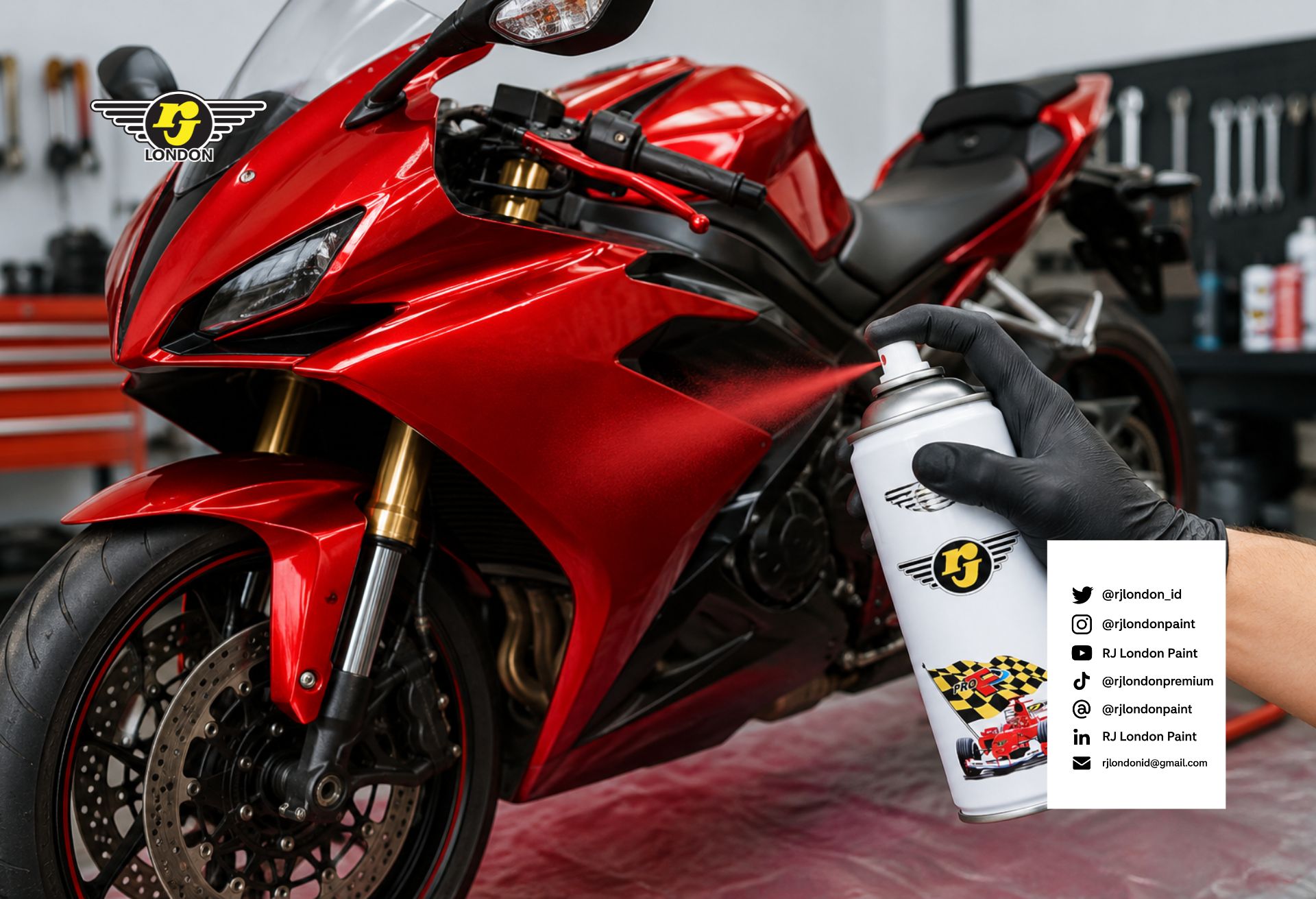 Motor Warna Merah Makin Menarik dengan Cat Semprot yang Tepat
